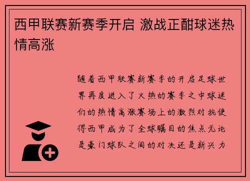 西甲联赛新赛季开启 激战正酣球迷热情高涨